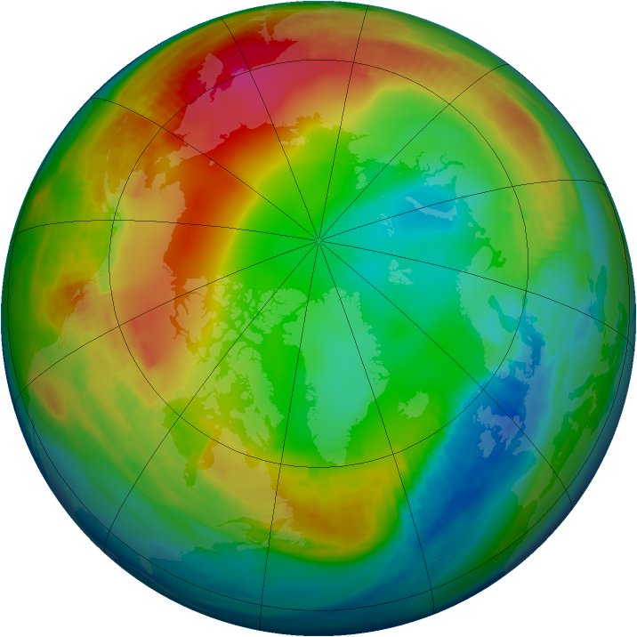 Arctic ozone map for 15 January 1990